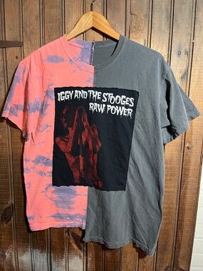 Iggy and The Stooges Raw Power Split Tie-Dye Tee - Pink & Gray